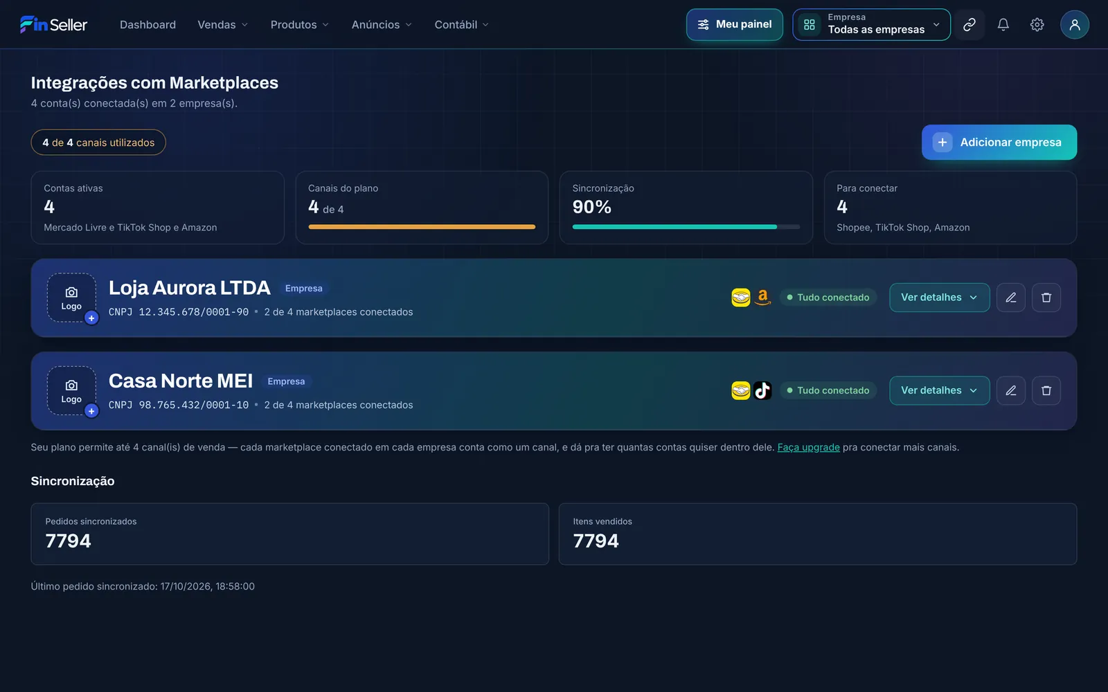 Integrações de marketplace